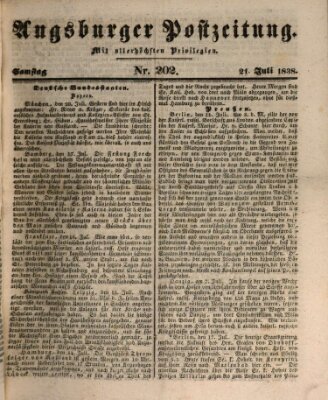 Augsburger Postzeitung Samstag 21. Juli 1838