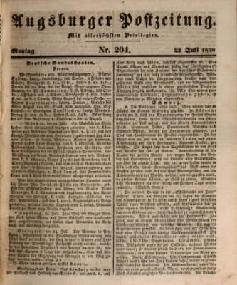 Augsburger Postzeitung Montag 23. Juli 1838