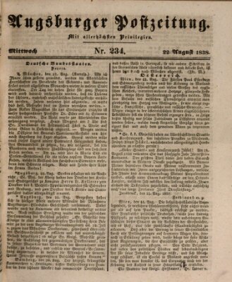 Augsburger Postzeitung Mittwoch 22. August 1838