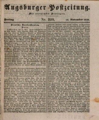 Augsburger Postzeitung Freitag 16. November 1838