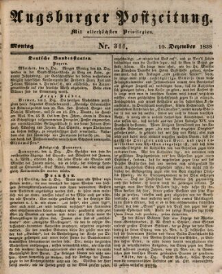 Augsburger Postzeitung Montag 10. Dezember 1838