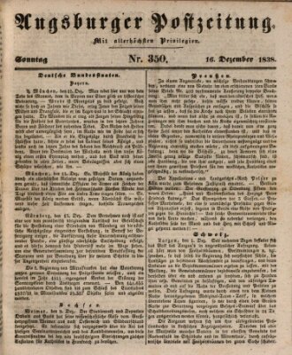 Augsburger Postzeitung Sonntag 16. Dezember 1838
