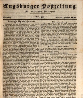 Augsburger Postzeitung Sonntag 20. Januar 1839