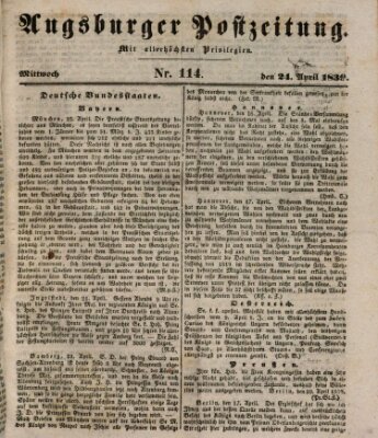 Augsburger Postzeitung Mittwoch 24. April 1839