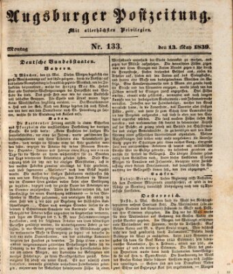 Augsburger Postzeitung Montag 13. Mai 1839