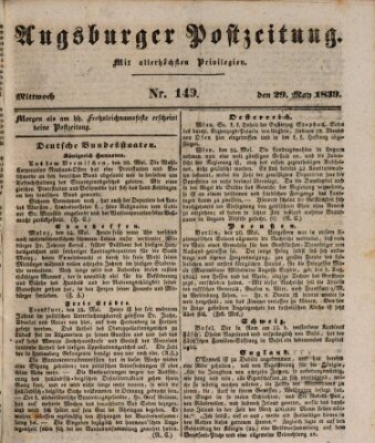 Augsburger Postzeitung Mittwoch 29. Mai 1839
