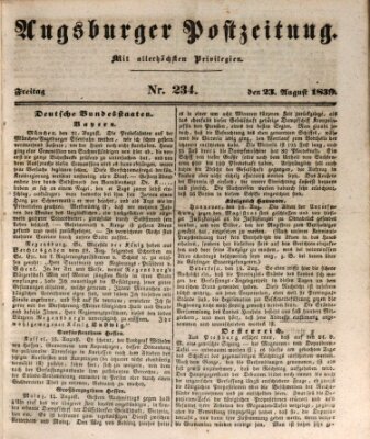 Augsburger Postzeitung Freitag 23. August 1839