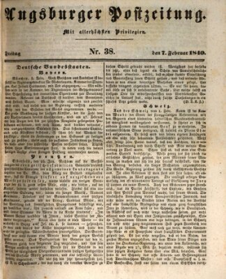 Augsburger Postzeitung Freitag 7. Februar 1840