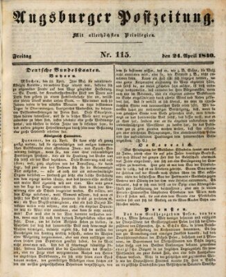 Augsburger Postzeitung Freitag 24. April 1840