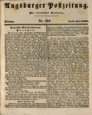 Augsburger Postzeitung Dienstag 9. Juni 1840