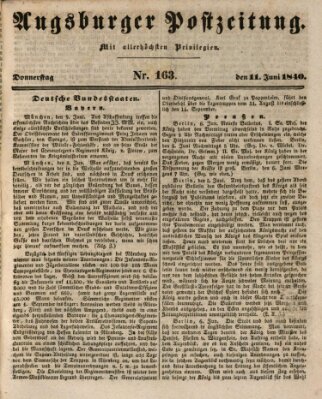 Augsburger Postzeitung Donnerstag 11. Juni 1840