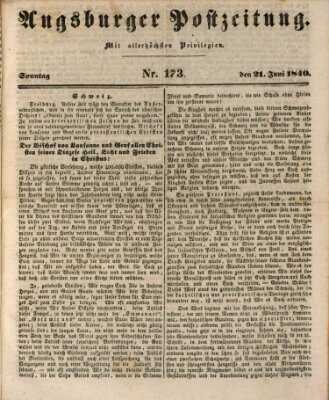 Augsburger Postzeitung Sonntag 21. Juni 1840