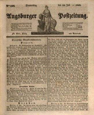 Augsburger Postzeitung Donnerstag 16. Juli 1840