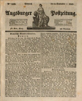 Augsburger Postzeitung Mittwoch 2. September 1840