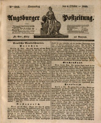 Augsburger Postzeitung Donnerstag 8. Oktober 1840