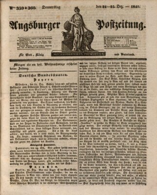 Augsburger Postzeitung Donnerstag 24. Dezember 1840