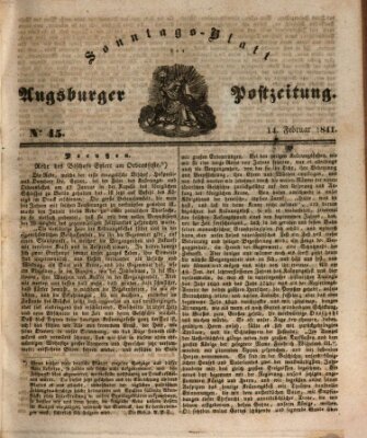 Augsburger Postzeitung Sonntag 14. Februar 1841