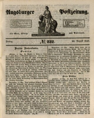 Augsburger Postzeitung Freitag 20. August 1841