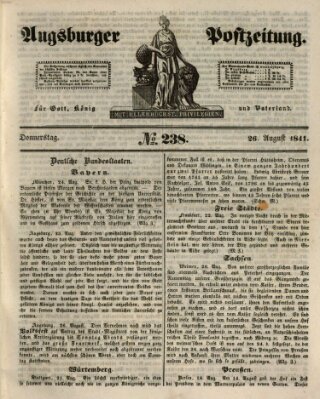 Augsburger Postzeitung Donnerstag 26. August 1841
