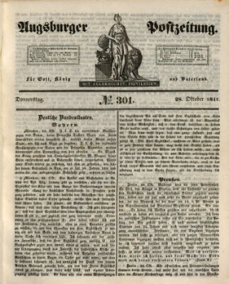Augsburger Postzeitung Donnerstag 28. Oktober 1841