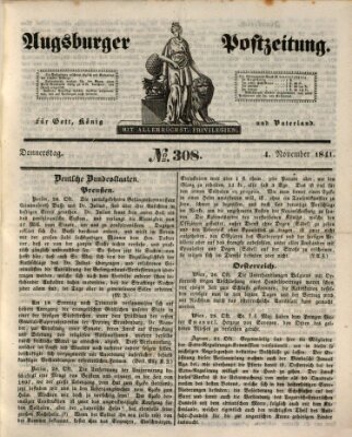 Augsburger Postzeitung Donnerstag 4. November 1841