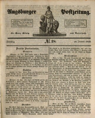 Augsburger Postzeitung Dienstag 18. Januar 1842