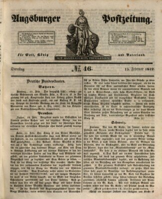 Augsburger Postzeitung Dienstag 15. Februar 1842