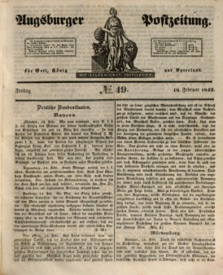Augsburger Postzeitung Freitag 18. Februar 1842