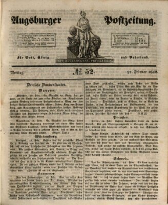 Augsburger Postzeitung Montag 21. Februar 1842