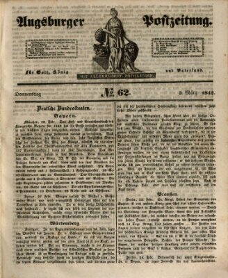 Augsburger Postzeitung Donnerstag 3. März 1842