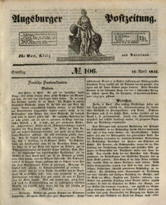 Augsburger Postzeitung Samstag 16. April 1842