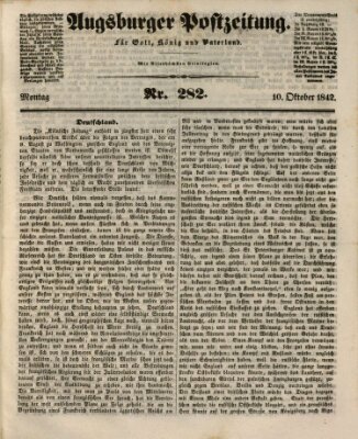 Augsburger Postzeitung Montag 10. Oktober 1842