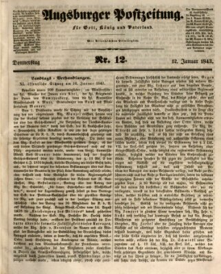 Augsburger Postzeitung Donnerstag 12. Januar 1843