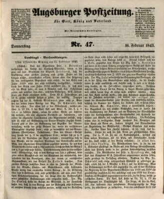 Augsburger Postzeitung Donnerstag 16. Februar 1843
