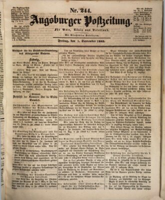 Augsburger Postzeitung Freitag 1. September 1843