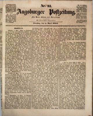Augsburger Postzeitung Dienstag 2. April 1844