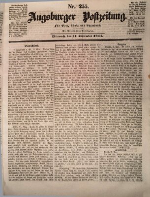 Augsburger Postzeitung Mittwoch 11. September 1844