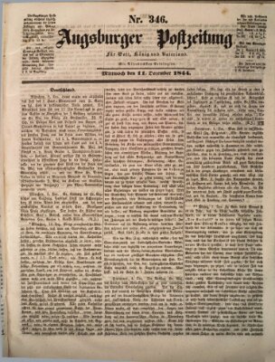 Augsburger Postzeitung Mittwoch 11. Dezember 1844
