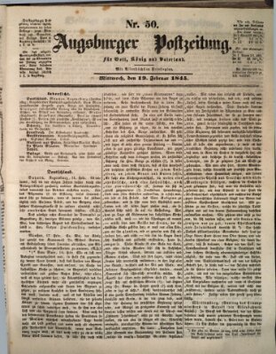 Augsburger Postzeitung Mittwoch 19. Februar 1845