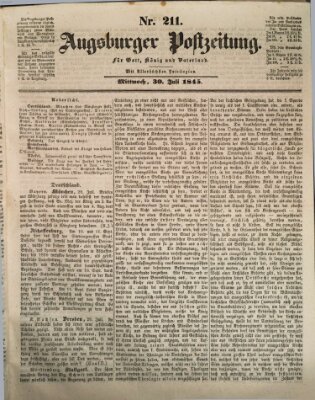 Augsburger Postzeitung Mittwoch 30. Juli 1845