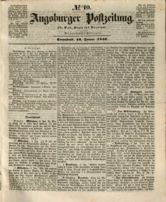 Augsburger Postzeitung Samstag 10. Januar 1846