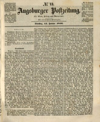 Augsburger Postzeitung Dienstag 13. Januar 1846