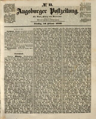 Augsburger Postzeitung Dienstag 10. Februar 1846