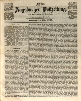 Augsburger Postzeitung Samstag 21. März 1846