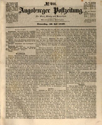 Augsburger Postzeitung Donnerstag 30. Juli 1846