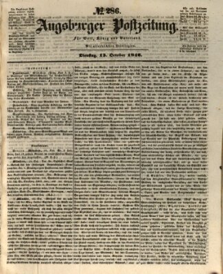 Augsburger Postzeitung Dienstag 13. Oktober 1846