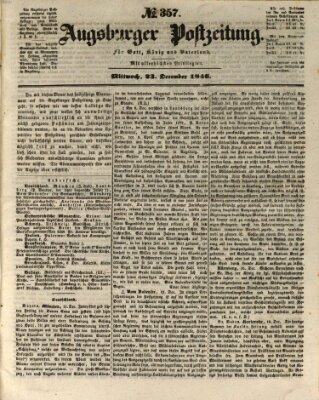 Augsburger Postzeitung Mittwoch 23. Dezember 1846