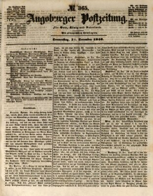 Augsburger Postzeitung Donnerstag 31. Dezember 1846