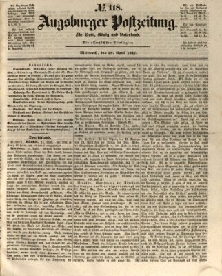Augsburger Postzeitung Mittwoch 28. April 1847