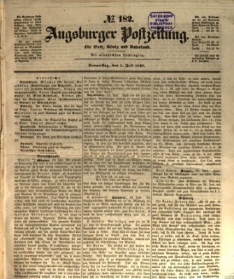 Augsburger Postzeitung Donnerstag 1. Juli 1847